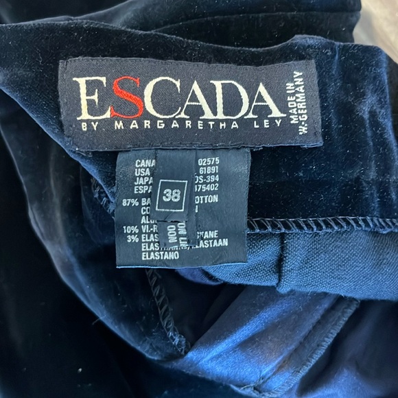 Vintage Escada High Waisted Navy Velvet Pants Navy Size 4 - Picture 4 of 6
